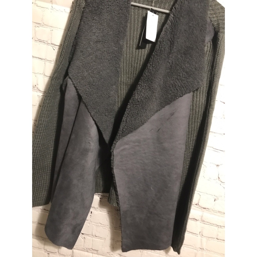 Sherpa draped soft and fuzz knit open front jacket - Picture 6 of 7